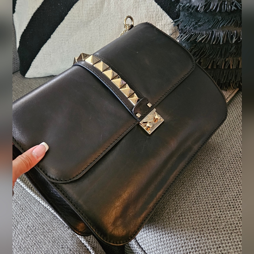 Valentino glam rock shoulder bag large black